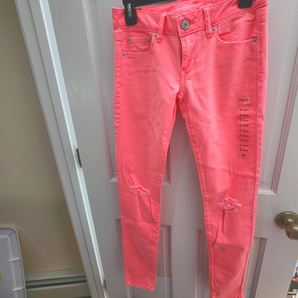 American Eagle, Size 0 Regular, Neon Pink Stetch Skinny Jeans